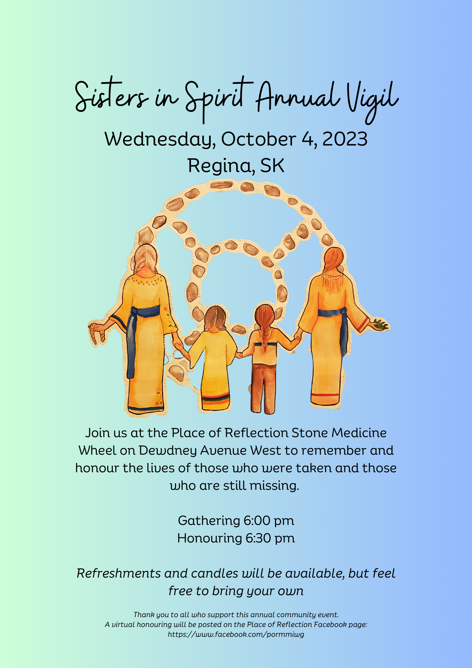 A promotional poster for the Sisters in Spirit vigil on Oct. 4.
